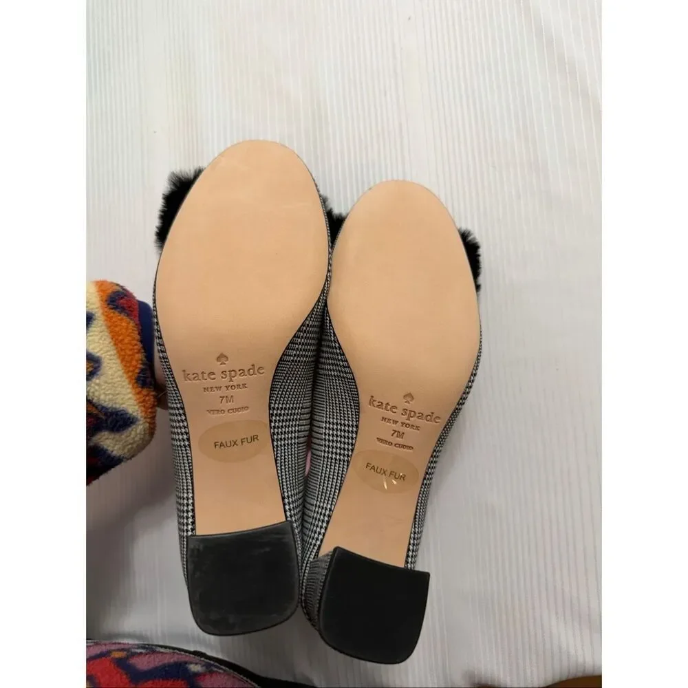 Kate Spade New York Women’s Carine Black White Pom Pom Heels Pumps Size 7 M
